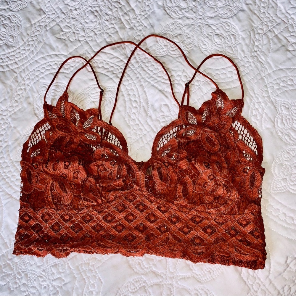 Free People Adella Longline Bralette in Rust